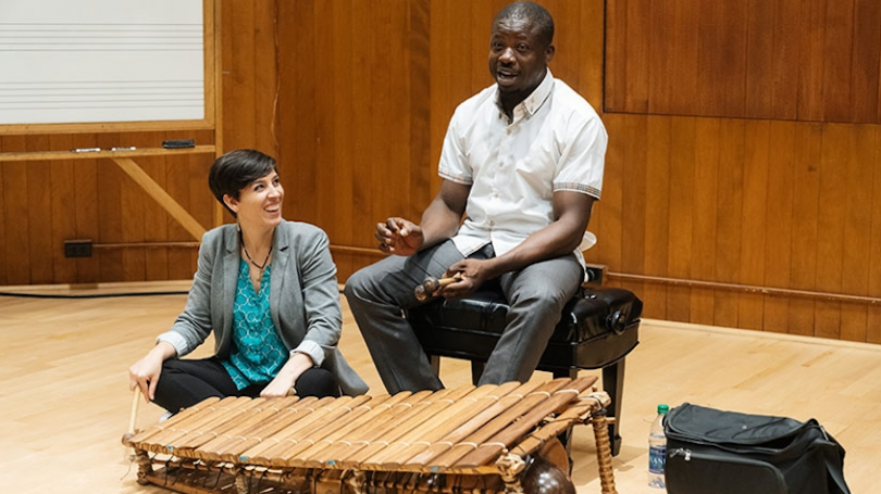 Picture of Prof. Laura McPherson with guest speaker Mamadou Diabate